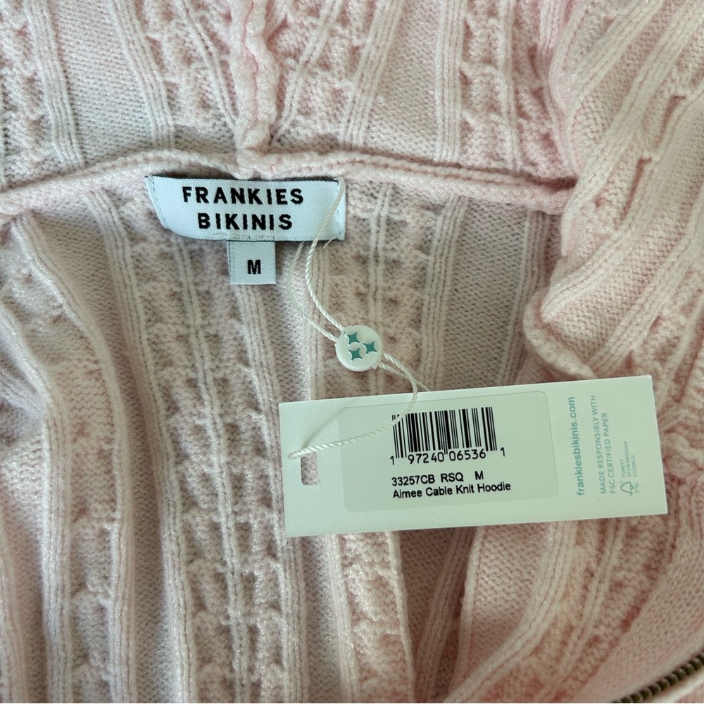 NWT New Frankies Bikinis Aimee Cable Knit Hoodie Rose Quartz Size Medium - Picture 8 of 10